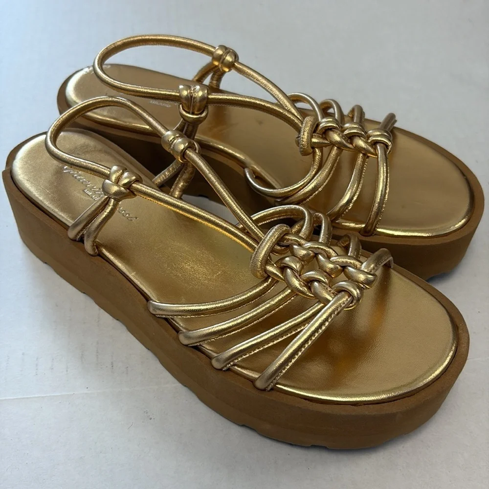 Gianvito Rossi Hebe Metallic Leather Platform Sandals